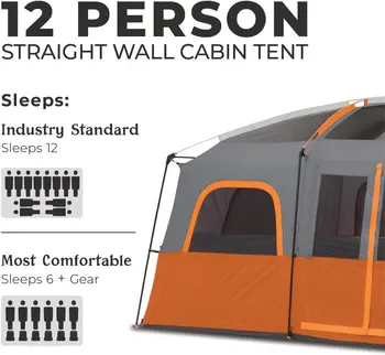 12 Person Tent | Large Multi Room Tent for Family with Storage Pockets for Camping Accessories 4