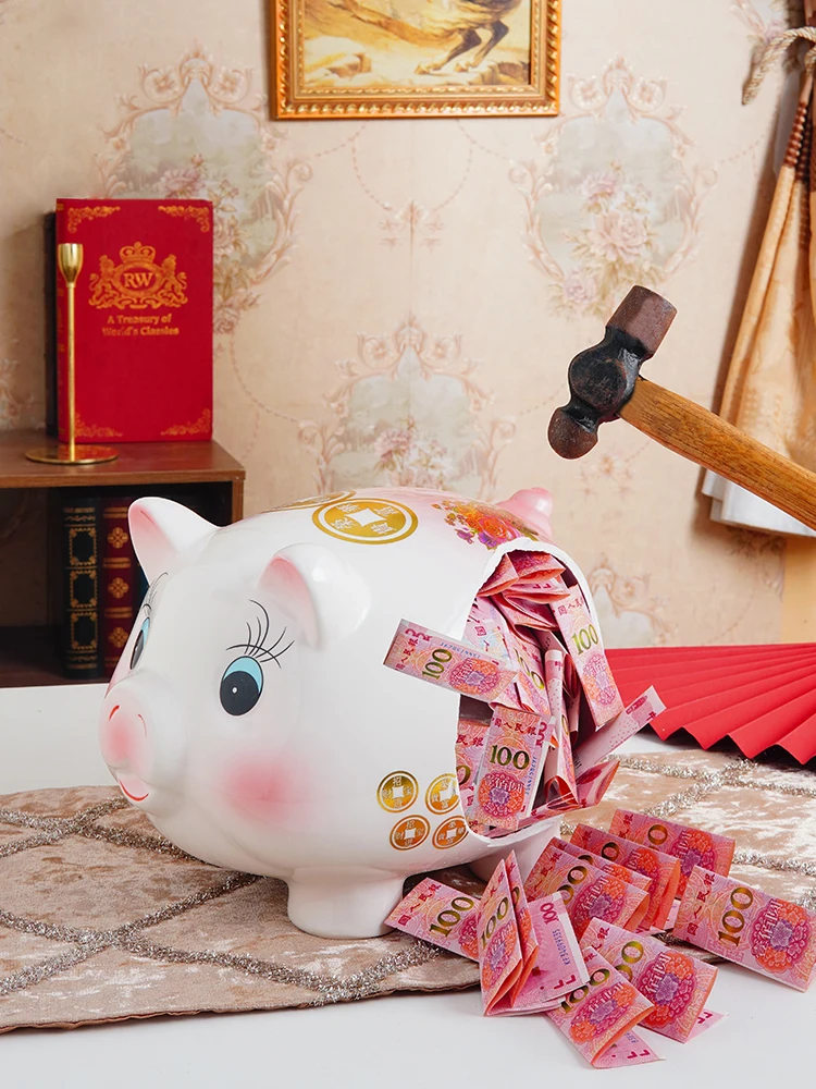 Piggy Bank Piggy Bank Large Capacity Ceramic Pig Decoration Money Saving Box Original Separate Pieces Piggy Bank Cute 2