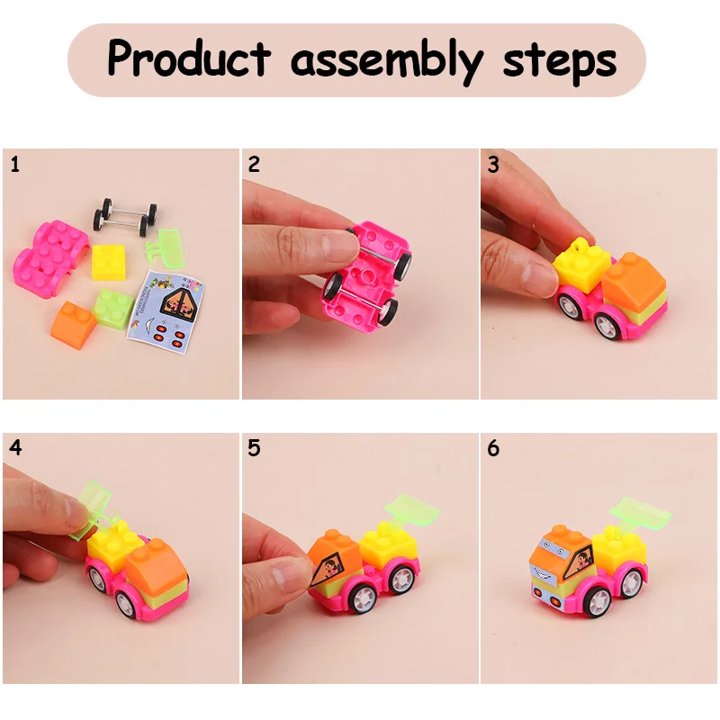 12/24Pcs DIY Puzzle Building Block Car Construction Vehicle Toys Kids Birthday Party Favors Goodie Pinata Fillers Christmas Gift