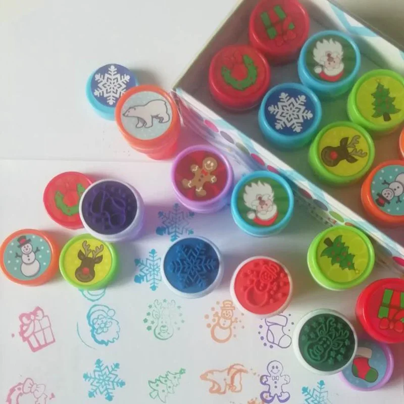 10 Pieces/box Children's Toy Stamp Cartoon Marine Animal Dinosaur Stamp DIY Painting Notebook Decoration Gift self ink stamps