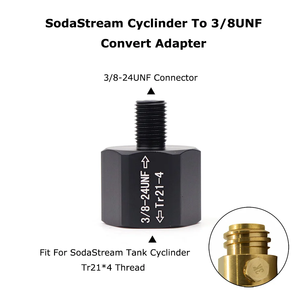 Cilindro Soda & Stream A 3/8-24Unf Converti Adattatore Per Acquaristi Pesci D'Acquario O Birra Fatta In Casa Fusti Regolatori Serbatoio Co2