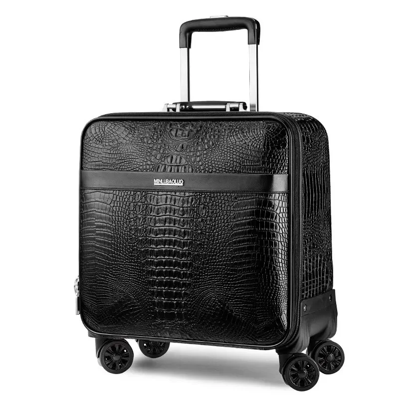 Suitcase New Alligator Print 20 Inch Horizontal Travel Boarding Box 24 Inch Leather Box Men's Business Password Luggage Trunk