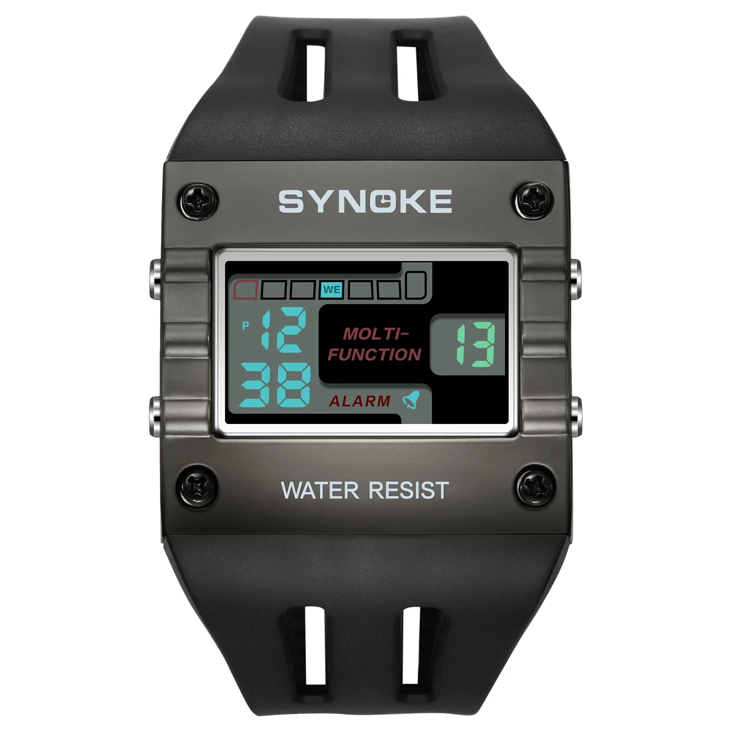 Youth Men's Sports Electronic Watch, Waterproof Multifunctional Retro Square Electronic Watch