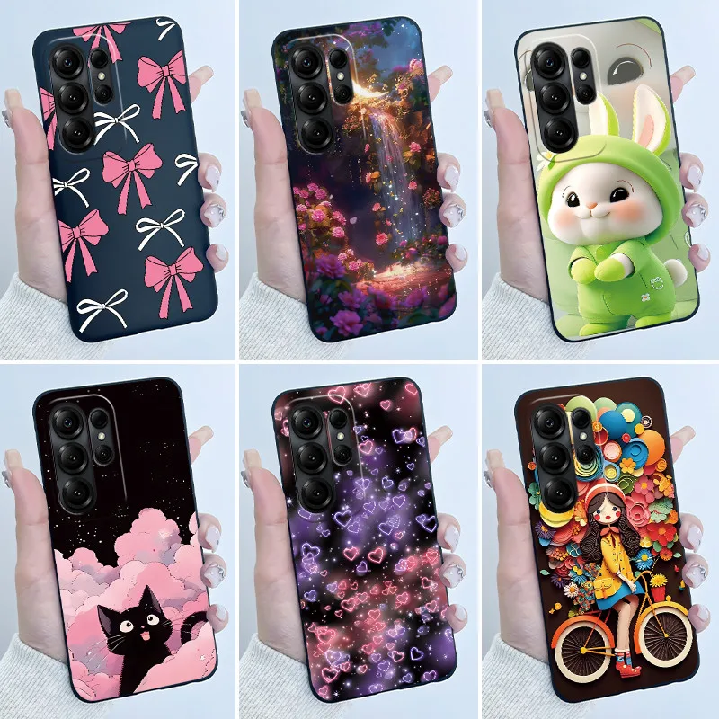 Luxury Cute Love Heart Rabbit Cartoon Funny Black TPU Soft Silicone Protective Phone Case
