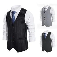 2024 Euro Code New Men's Striped Single-breasted Waistcoat Men's Casual Striped Men's Suit Retro Vest Waistcoat 1