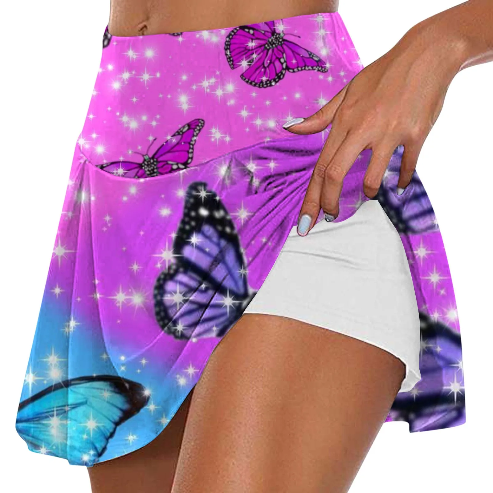 Skirts Mini Y2k Women'S Fashion Printed Casual Sports Fitness Running Yoga Tennis Skirt Pleated Short Skirt Shorts Half Skirt