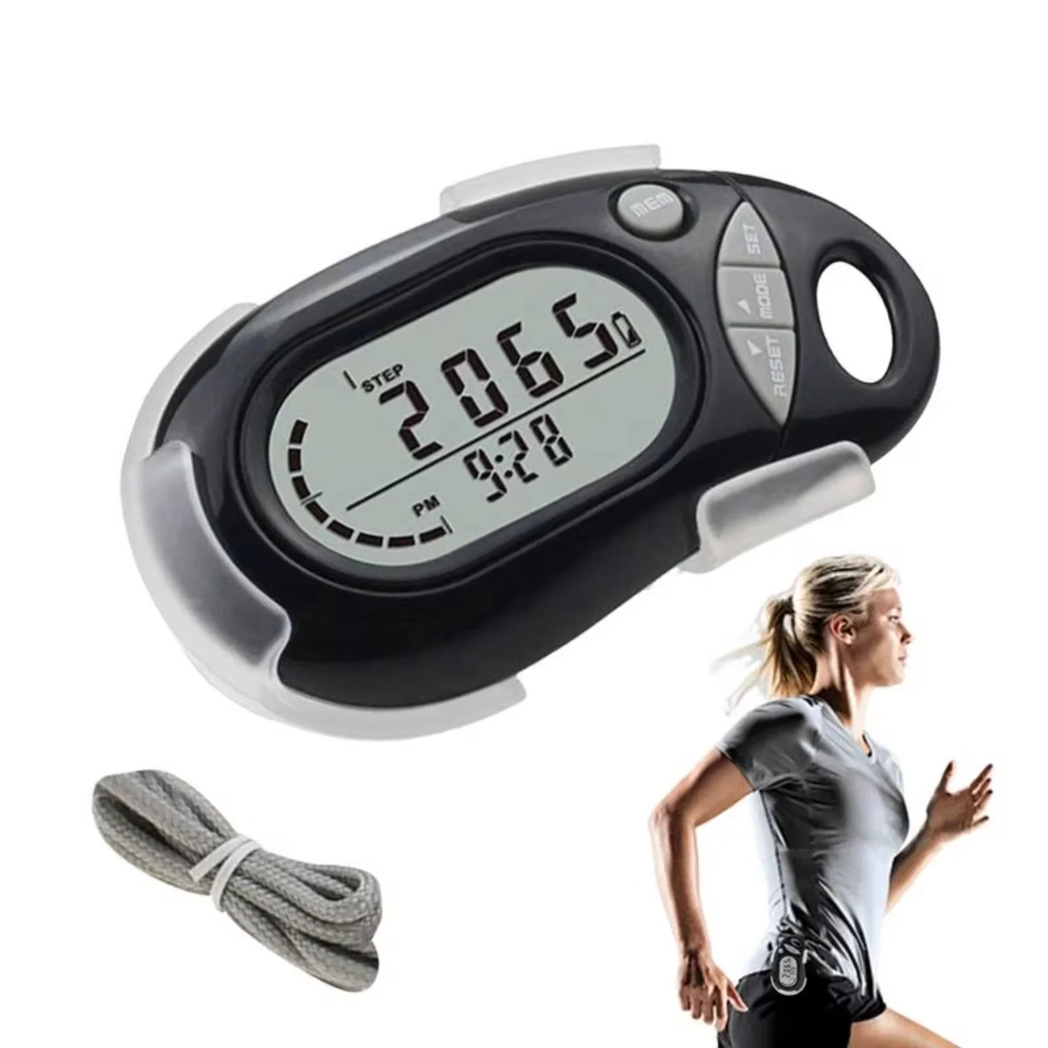 Clip On Pedometer Simple Step Counter With Large Digital Display Removable Clip Step Tracker Accurate Counting Men