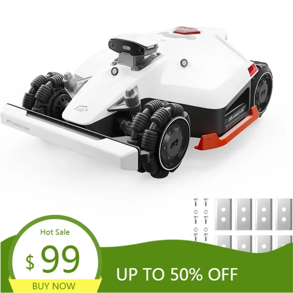 luba 2 awd 3000x robot lawn mower with replacement blades, mowing 0.75 acre, all-wheel-drive for 80% slope, ultrasense ai vision