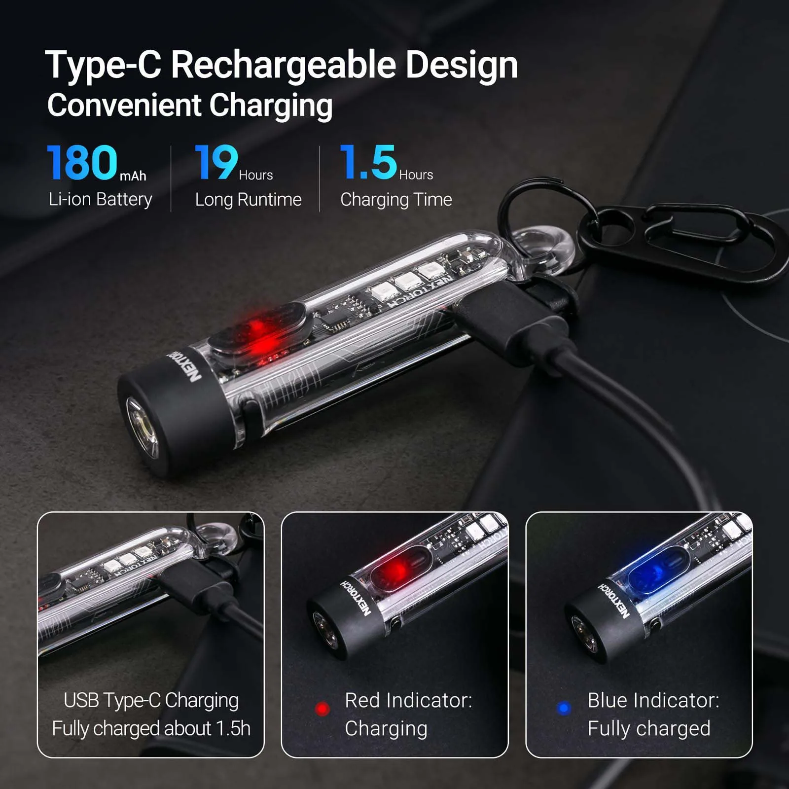 Rechargeable EDC Flashlight 1200 Lumens - Mini Pocket Flashlight With Magnet, 7 Modes, USB-C Charging, IP68 Waterproof