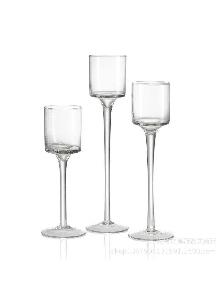 1Set3 Modern Light Luxury Tall Glass Candle Holder Wedding Props Transparent Candlestick