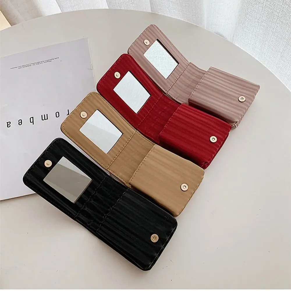 

Pu Leather Lipstick Bag with Mirror Makeup Bag Mini Cosmetic Bag Lipstick Storage Box Lipstick Storage Bag Lipstick Storage