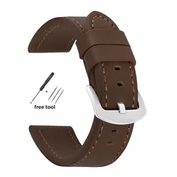 Vintage Leather Watch Band - Premium Replacement Wristband Strap - 20mm (Brown)