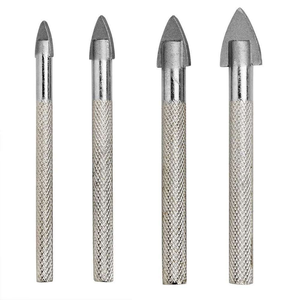 

4Pcs Glass Marble Porcelain Spear Head Ceramic Tile Drill Bits Set 6/8/10/12mm Cemented Carbide Spade Drill Set Opener Cutter