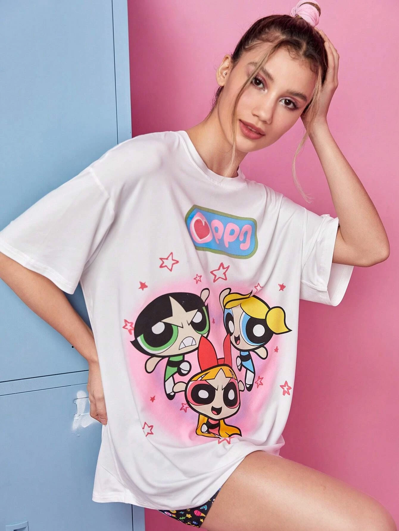 THE POWERPUFF GIRLS Summer Women's Print Round Neck