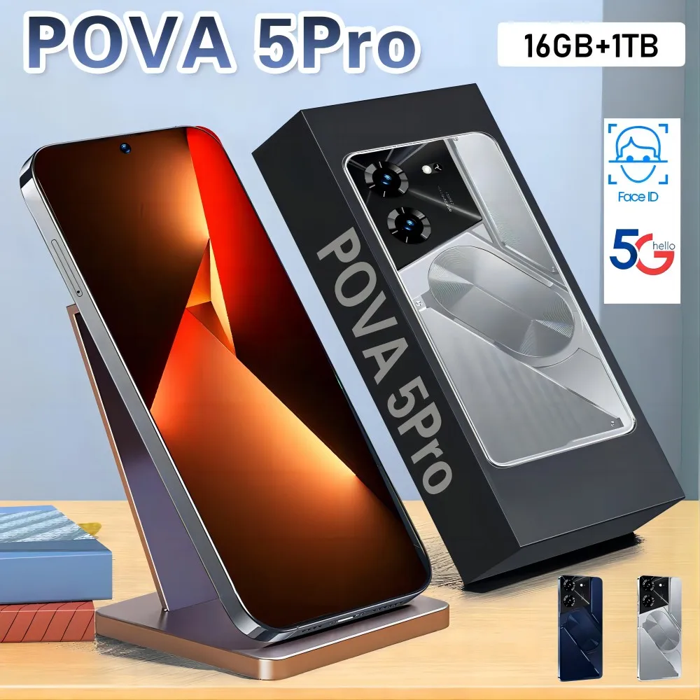 포바 5 프로 스마트폰, 안드로이드 페이스 언락 휴대폰, 7.3HD, 16GB + 1TB, 4G, 5G, 듀얼 심, 6800mAh, 오리지널