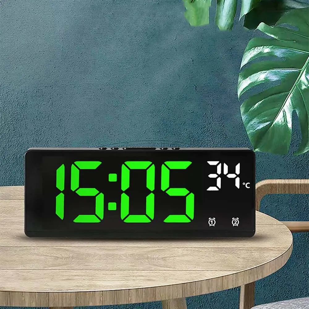 Voice Control Digital Alarm Clock Teperature Snooze Night Mode Desktop Table Clock 12/24H Anti-disturb Funtion LED Clocks Watch
