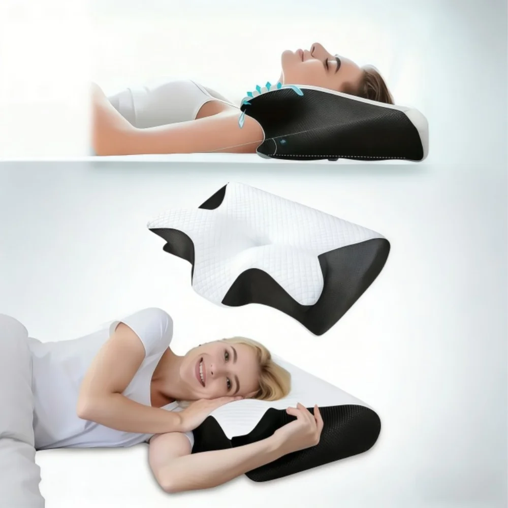 Cervical Memory Foam Pillow for Neck and Shoulder Pain, Ergonomic Orthopedic Neck Support Pillow for Side Sleepers