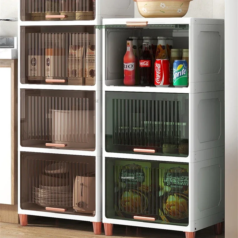 Modern Plastic Kitchen Cabinet for Kitchen Furniture Storage Cabinet Simple Household Multifunction Living Room Landing Locker