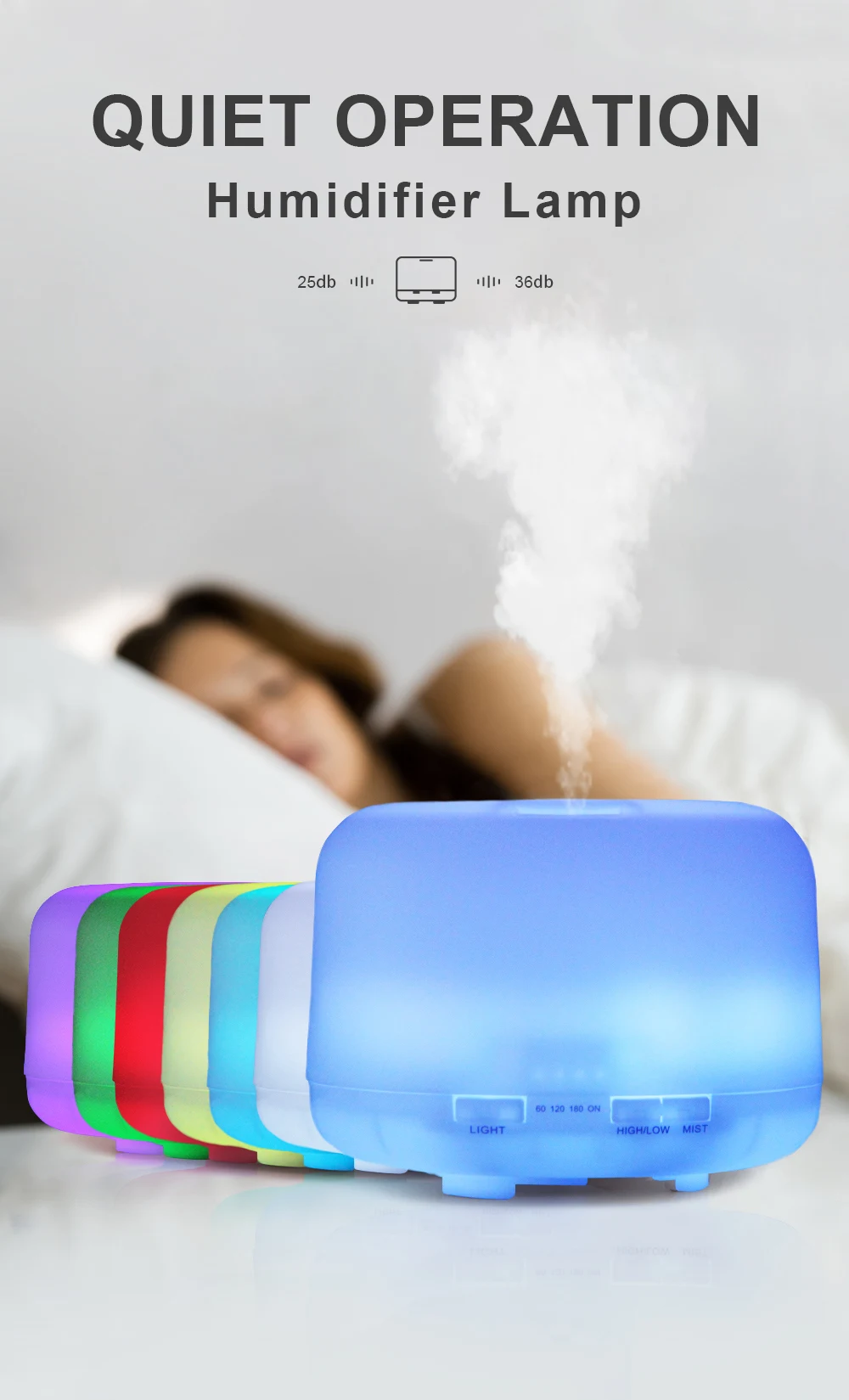 Description Picture 2 of item500ml Essential Oil Diffuser Timing Function Aroma Diffuser Ultrasonic Air Humidifier with Remote Control for Home Office