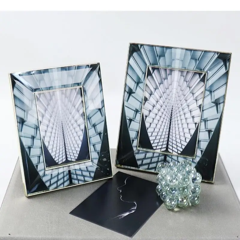 

Architectural Pattern Photo Frame Glass Frames for Pictures Desk Decoration Figures Portrait Framed Art Aesthetics Room Decor