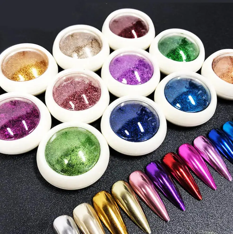 1pcs Gold Chrome Mirror Nail Powder Holographic Metallic Mirror Effect Champagne Golden Titanium Powder Nail Art