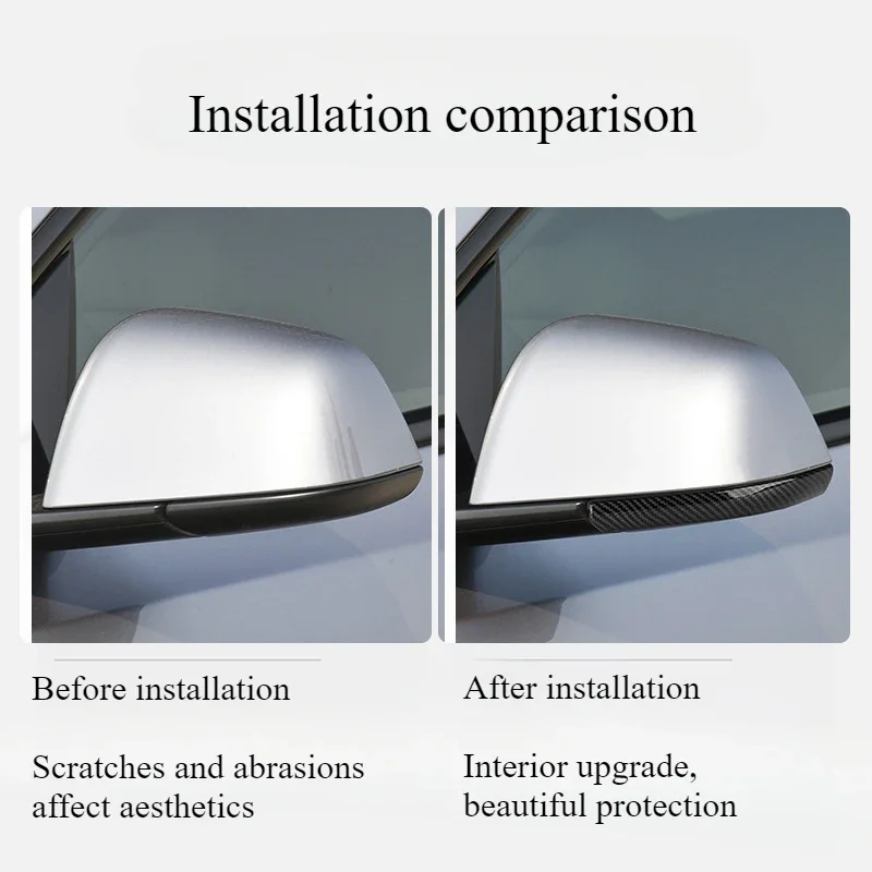 For Tesla Model Y Juniper Model 3 Highland ABS Rear View Mirror Anti-collision Strip Car Reverse Mirror Anti-scratch Accessories