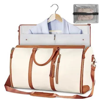 Valigia pieghevole da donna in pelle PU di grande capacità, borsa da viaggio personalizzabile per bagaglio a mano, portaoggetti multifunzione