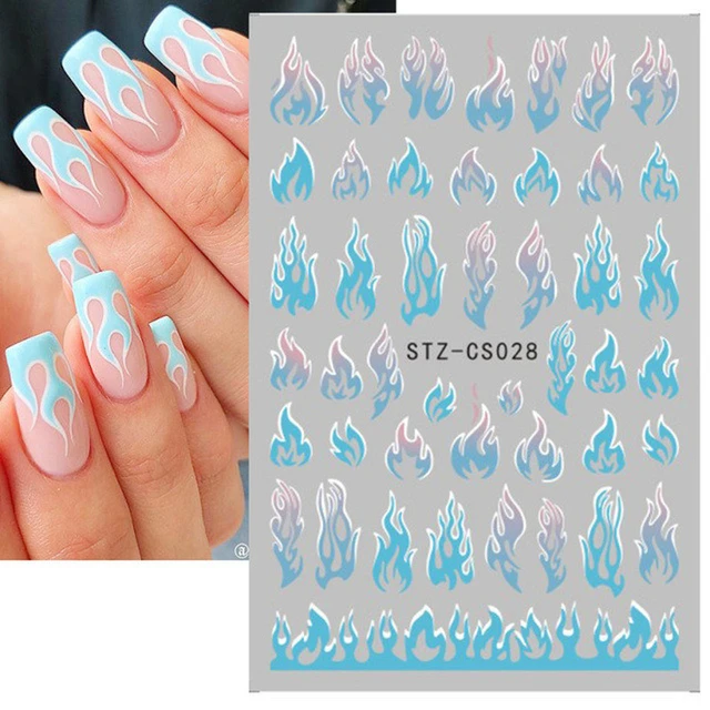 3D Holographic Fire Flame Nail Stickers Gold Black Fluorescence Fire Nail  Decals Self-Adhesive DIY Nail Decorations Accessories - AliExpress
