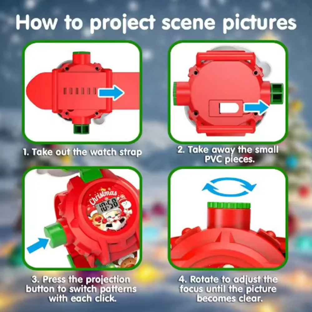 1pc-Christmas Children's Projection Watch Santa Claus Cartoon Design for Boys and Girls, Is An Ideal Christmas Gift.