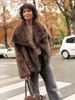 Retro Collar Long Sleeved Buttons Women's Faux Fur Coats Winter Thick Warm Solid Color Fury Jacket Female High Street Outerwear 4