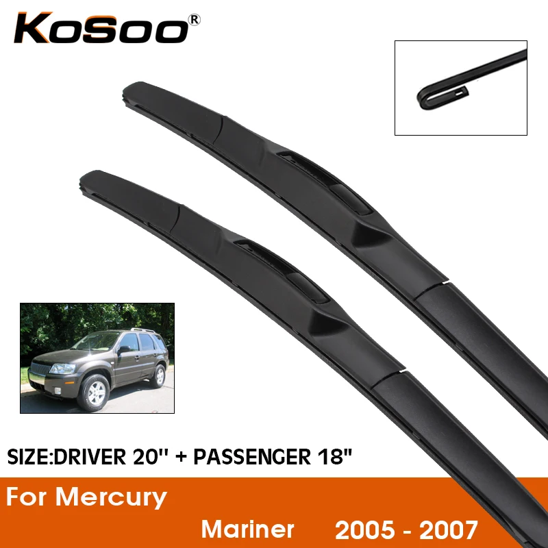 Car Wiper For Mercury Mariner 2005-2007 Windshield Rubber Silicon Refill Front Window Wiper Blades 20"+18" LHD RHD Accessories