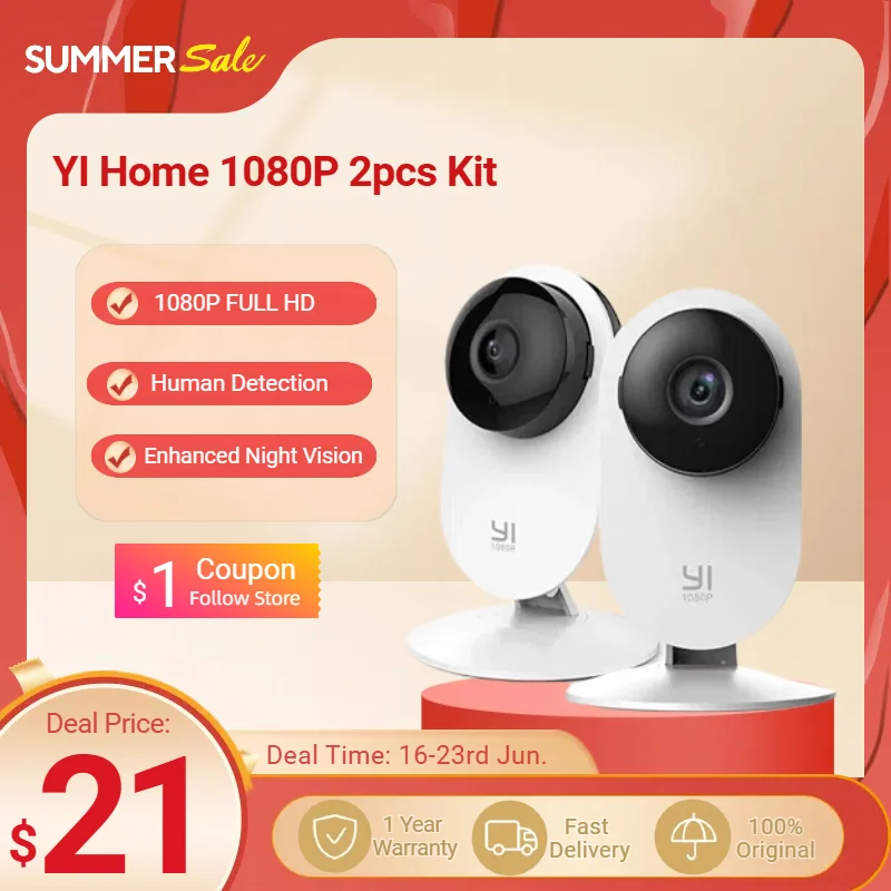 YI 2/4pack Smart Home Camera 1080P Full HD Indoor Baby Monitor Pet AI Human IP Security Cam Wireless Motion Detection