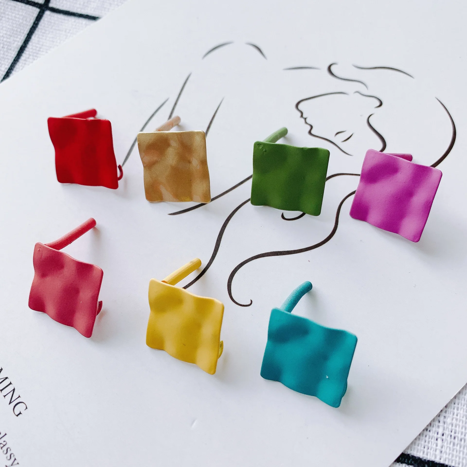 

10pcs Handmade Colorful Earring Settings Square Stud Earrings Conenctors Earrings Base for Diy Jewelry Making Findings