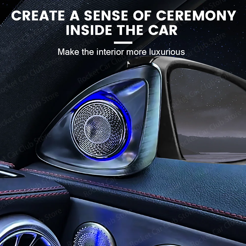 3/64Colours LED Ambient Lights 4D Horn Speaker For Mercedes Benz W205 C Class Coupe Interior Instrument Decorative L
