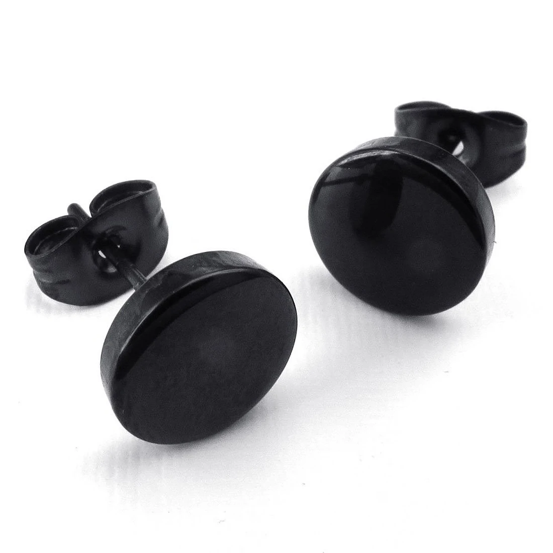 

Jewelry Men's Earrings, 8mm Circle Ear Studs, 2pcs (1 Pair), Stainless Steel, Black