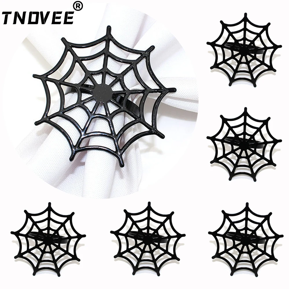 

8PCS Halloween Spider Web Napkin Rings Metal Spider Napkin Buckles for Halloween Thankgiving Party Themed Table Decor ERH13