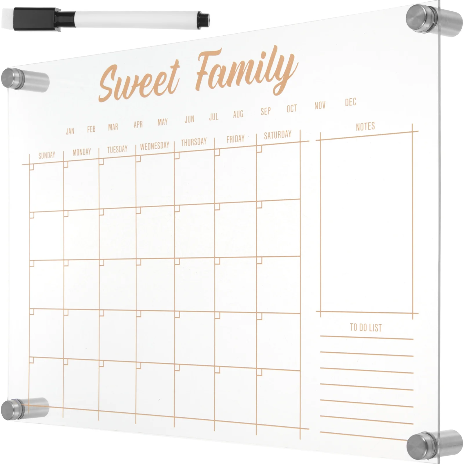 1 Set Acrylic Monthly and Weekly Plan Board Clear Dry Erase Board Note Board for Office Kitchen Fridge