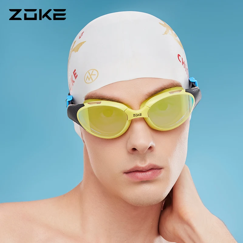 ZOKE Hd Large Frame Lens Swimming Goggles Electroplating Anti-Fog Anti-Glare Training for Adults and Teenagers