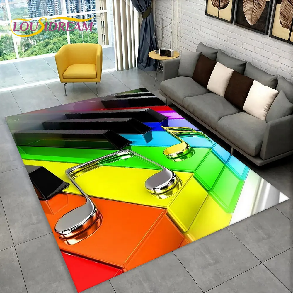 Tapis de sol pour Piano artistique avec guitare 3D, pour salon, chambre à  coucher, décor de maison, chevet du canapé, tapis de jeu pour enfants