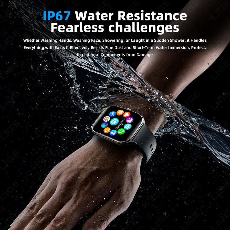 LIGE Ultra-slim AMOLED Smart Watch 1.96" Curved Display Always Show Time Men Voice Call Health Monitor Watches Ladies For Huawei