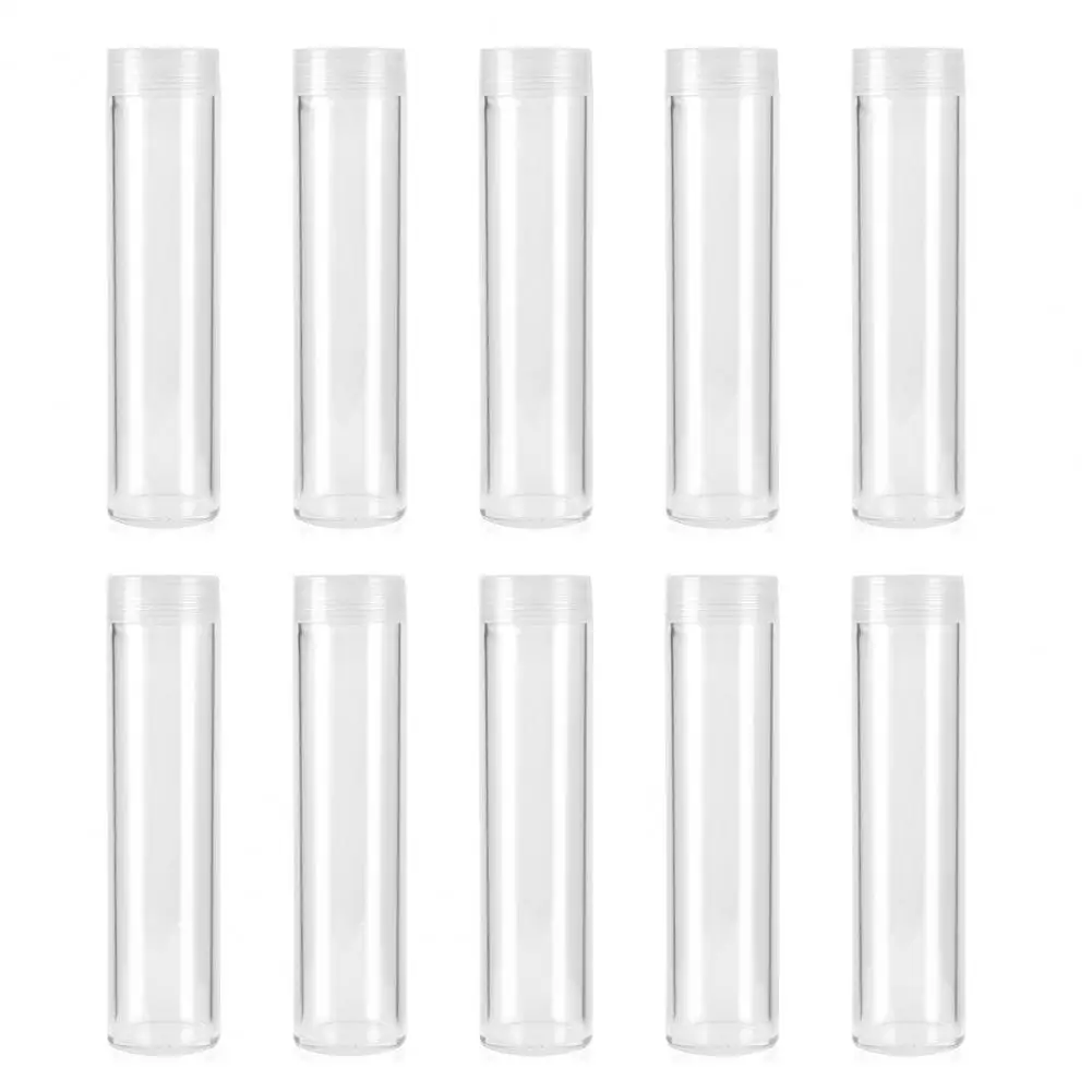 

Sturdy Coin Holder Transparent Plastic Coin Tube Organizer with Lid for Banks Supermarkets Round Coin Holder for Storage Round