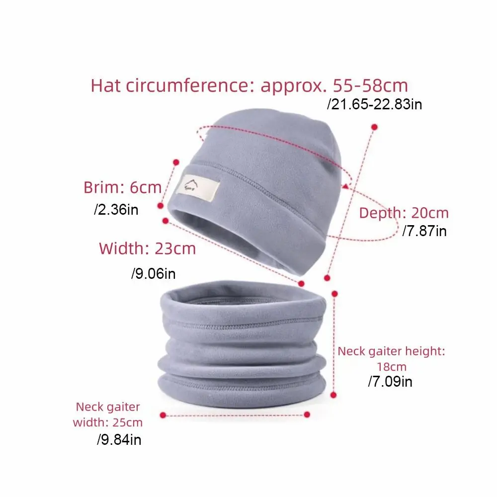 Soft Elastic Cap Scarf Set Solid Color Fleece Lining Compact Scarf All-match Korean Style Beanie Hat Boys