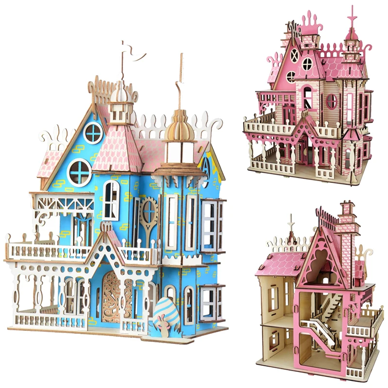 Dream Fantasy Villa 3D Wooden Puzzle DIY Wood Building House Model ...