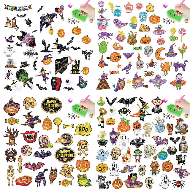 Autocollants d'Halloween Peinture au Diamant  Enfants Kits de Peinture au  Diamant Adultes-4/2pcs Bricolage-Aliexpress