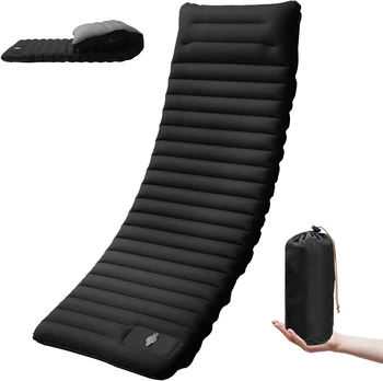 10cm Thick Foot Pump Inflatable Camping Mat, Splicable Outdoor Sleeping Pad for Tent/Hiking/Picnic, Waterproof & Anti-Slip