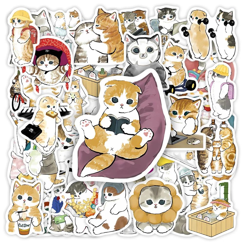 

Kawaii Cute Watercolor Cat Stickers Aesthetic Funny DIY Toy Gift Decorative Decal for Phone Luggage Laptop Scrapbook Waterproof