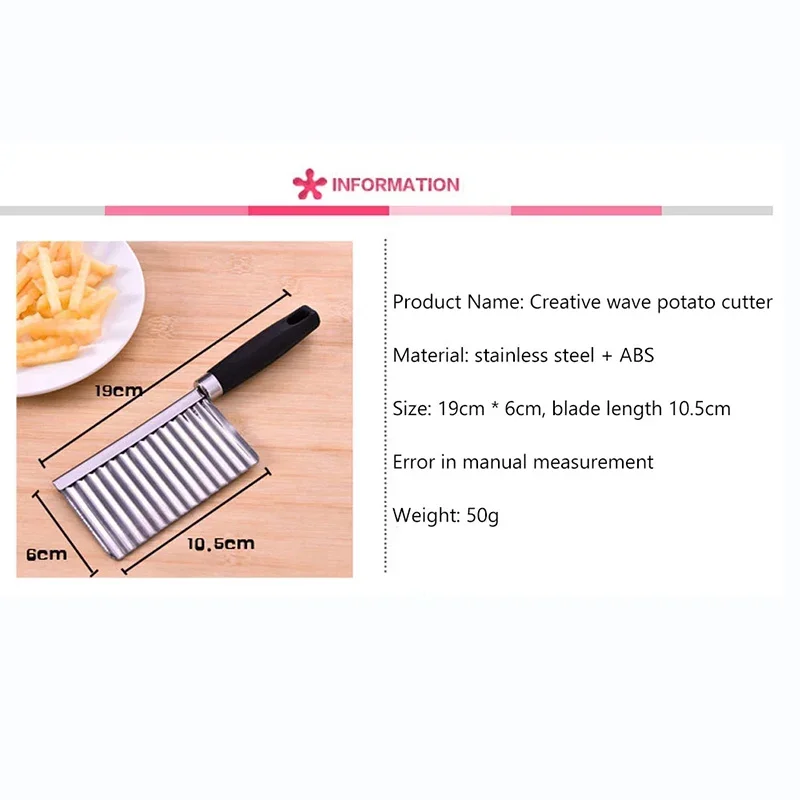 Vegetable slicer french fry cutter Stainless Steel Wavy Knife Potato Chip Slicer Dough Vegetable Fruit Chopper French Fry Maker Tools Cooking Kitchen Potato Cutter