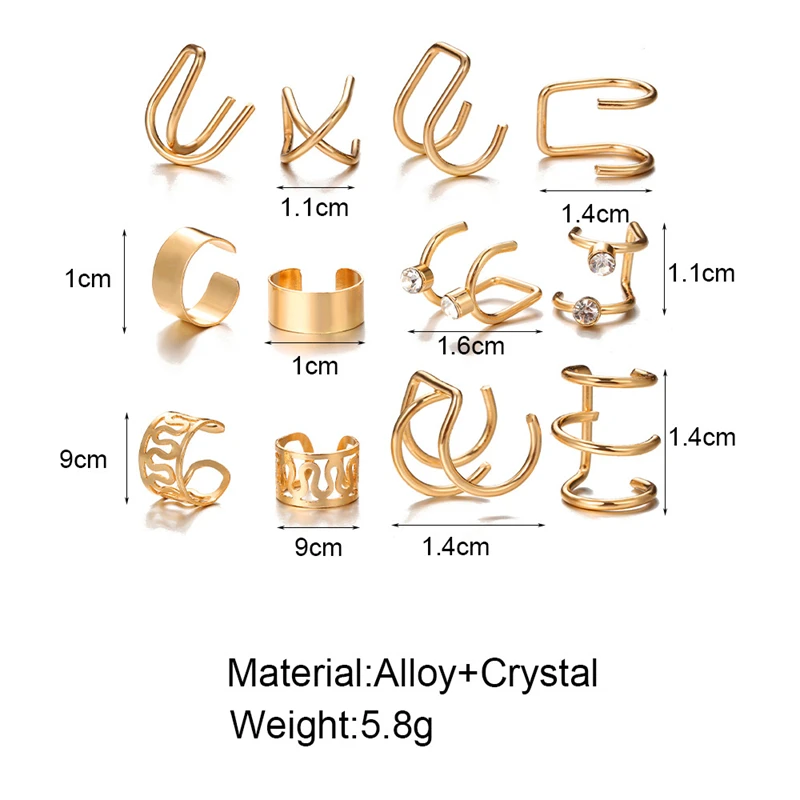 Ear clip earrings ear clip for women men non-piercing set