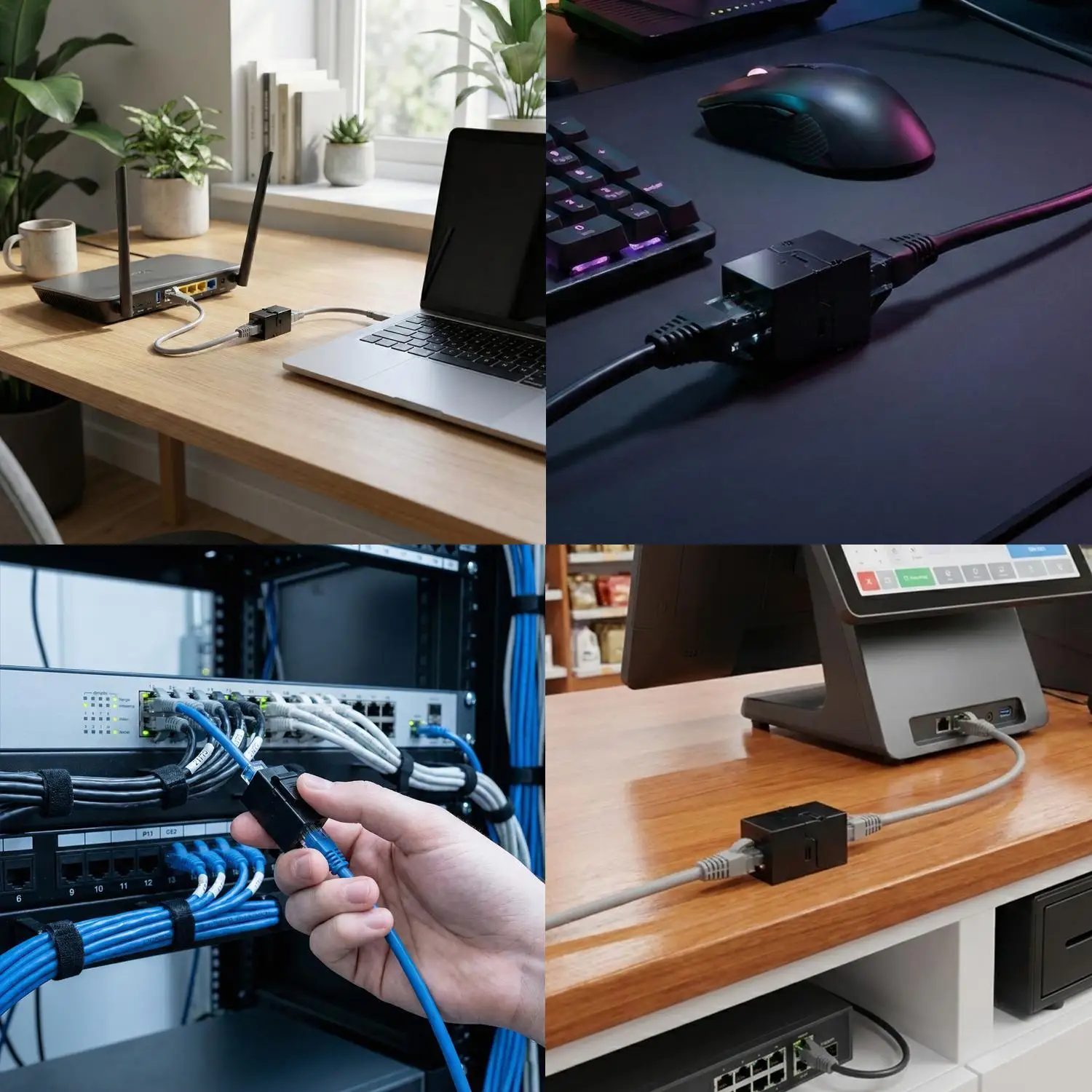 RJ45 커플러 CAT6 커넥터 이더넷 연장기 암-암 키스톤 잭 Cat6 고속 인터넷 케이블 어댑터