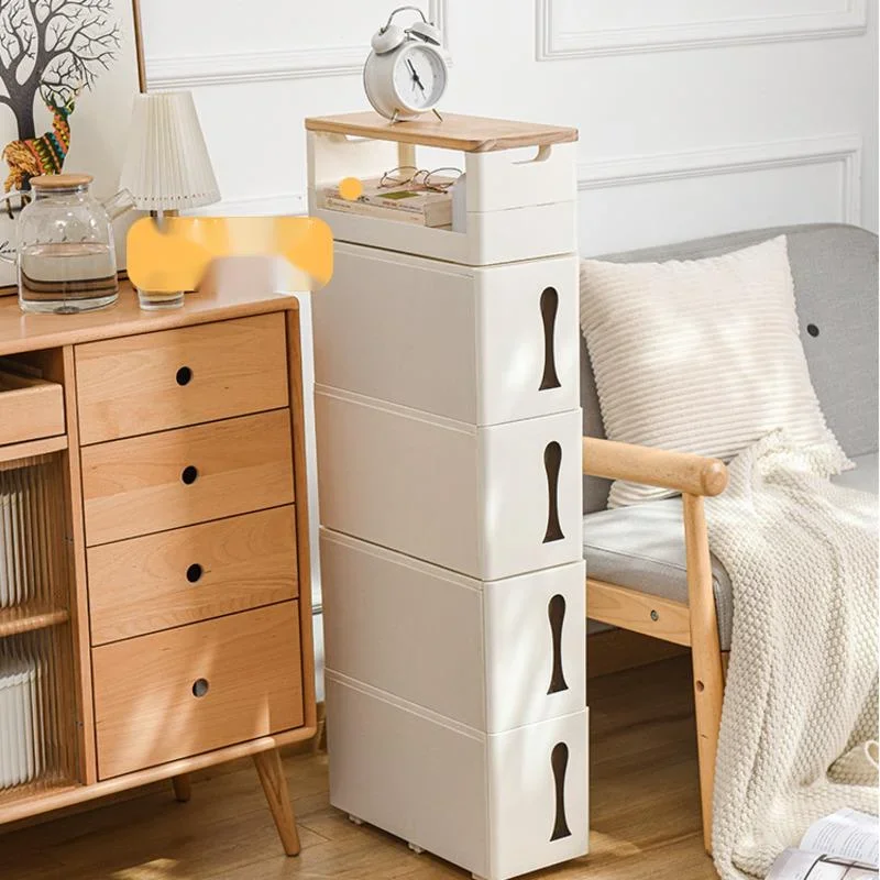 

Toilet Drawer Type Seam Storage Cabinet Self Equipped Pulley Kitchen Living Room Gap Multifunctional Narrow Take in Bins